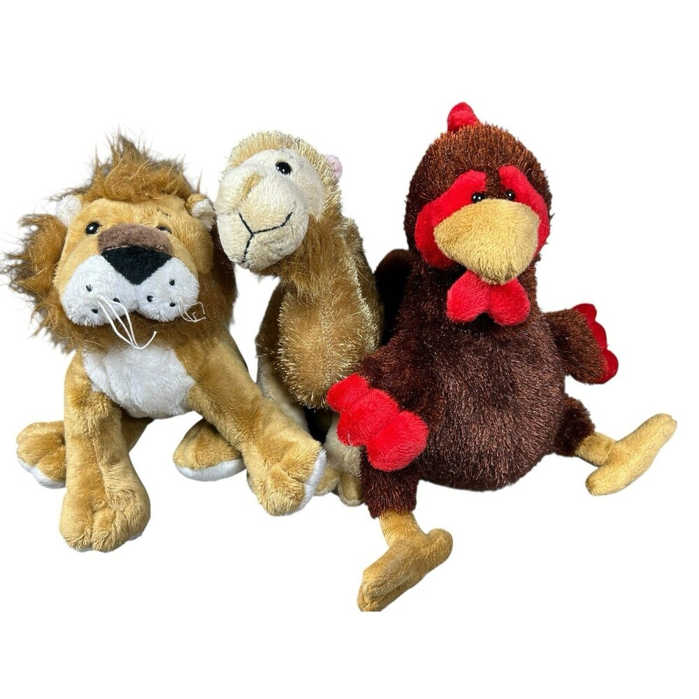 3 Ganz Webkinz Rooster Camel Caramel Lion Plushβ Safari Collectible